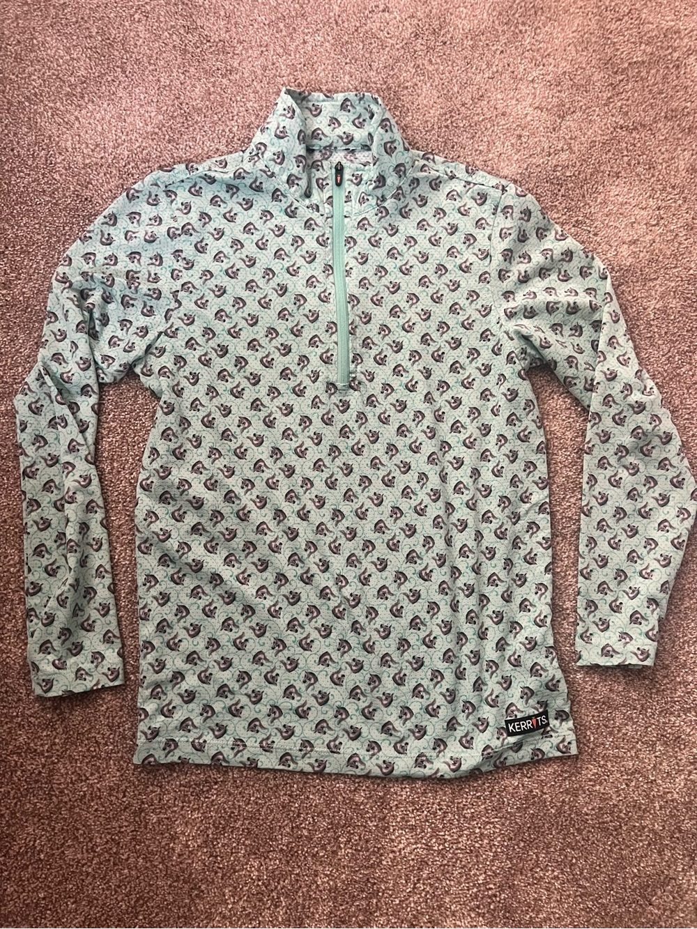 Kerrits Mint Horse Print Long Sleeve Lightweight Riding Shirt
